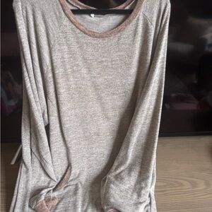 Casual Heathered Long Sleeve Top